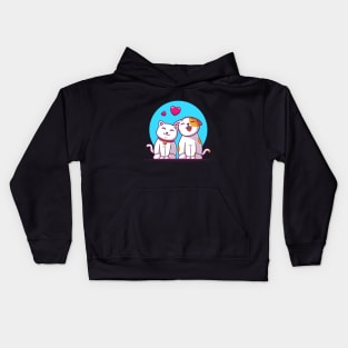 Couple of cat cartoon Kids Hoodie